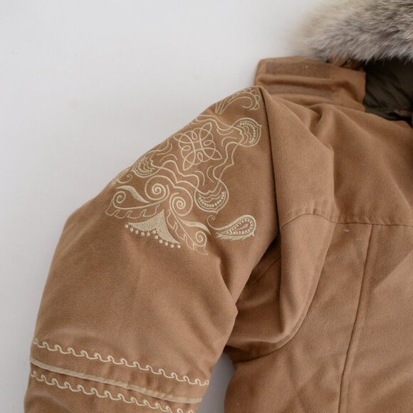 VTG Cabela's for Women 80% Goose Down 100% Coyote Fur Hood Puffer Zip Up Jacket - Picture 13 of 15